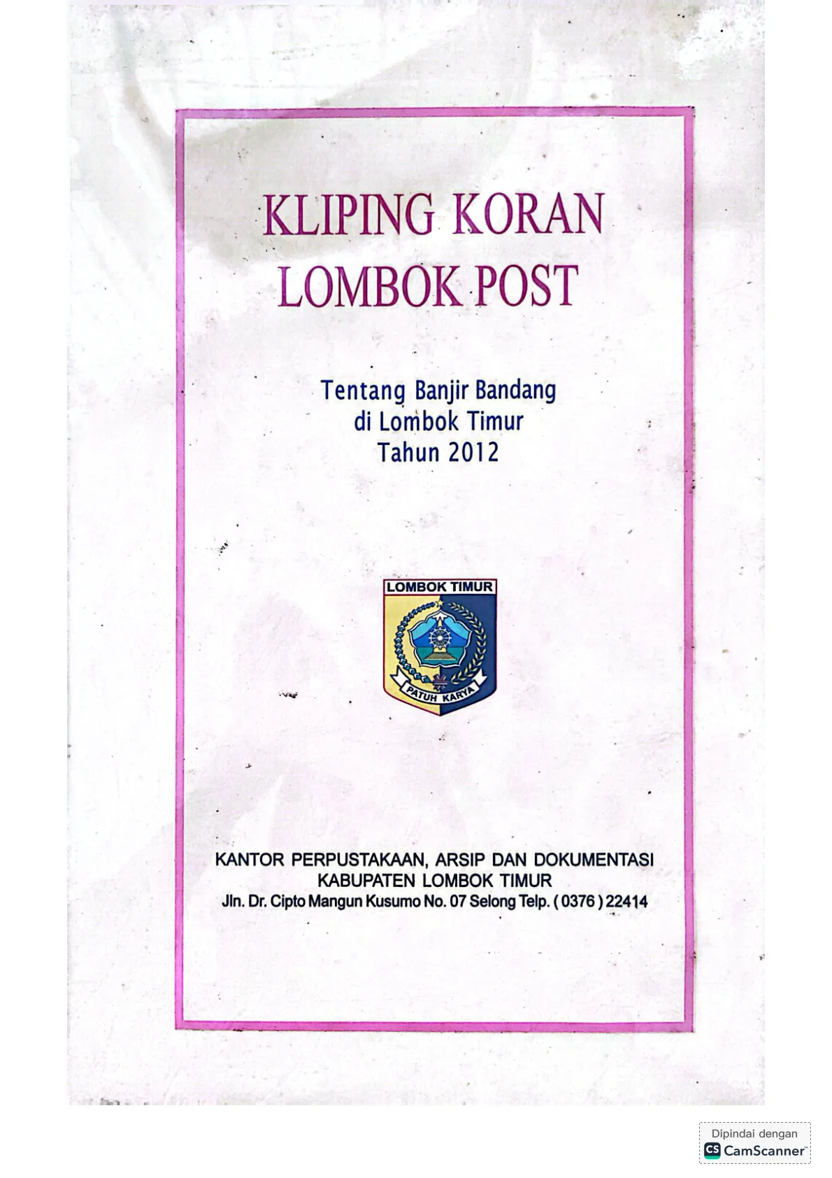 Kliping koran tentang banjir bandang di Lombok Timur tahun 2012